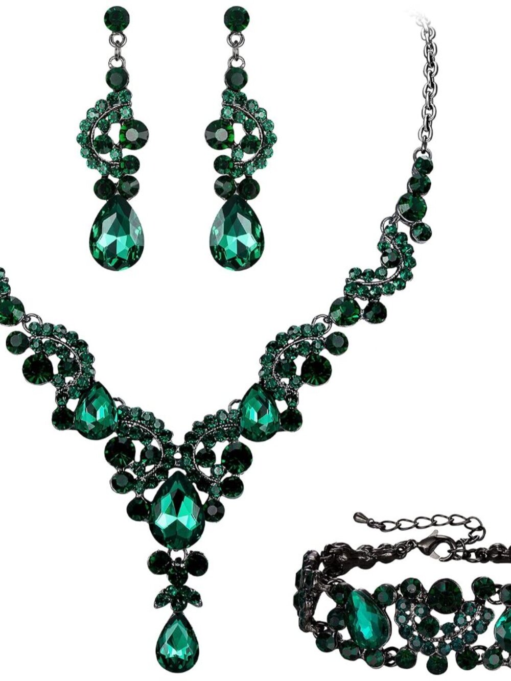 Elegant Rhinestone Art Deco Bridal Jewelry Set for Prom & Special Occasions